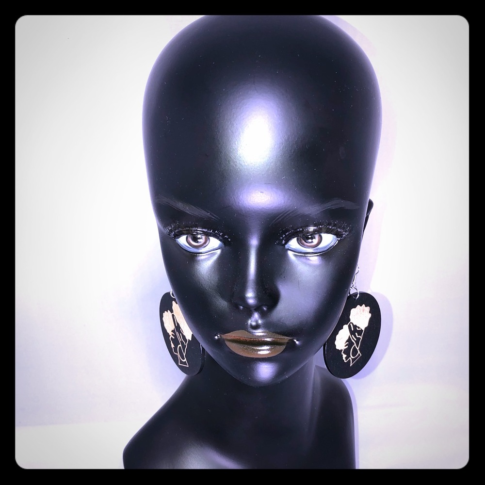 Handmade laser cut wood earring
